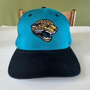 Vintage Logo 7 Jacksonville Jaguars NFL Snapback Hat Teal Black OSFA 90s